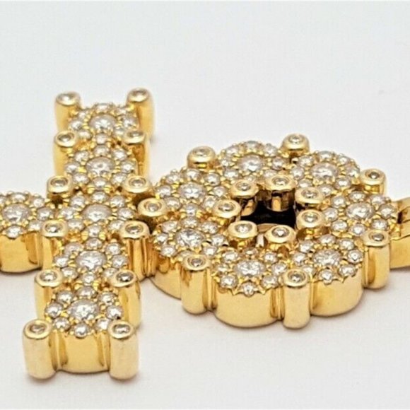 Unique 14K Karat Solid Yellow Gold Designer Ankh Cubic Zirconia Charm Pendant - Picture 3 of 10